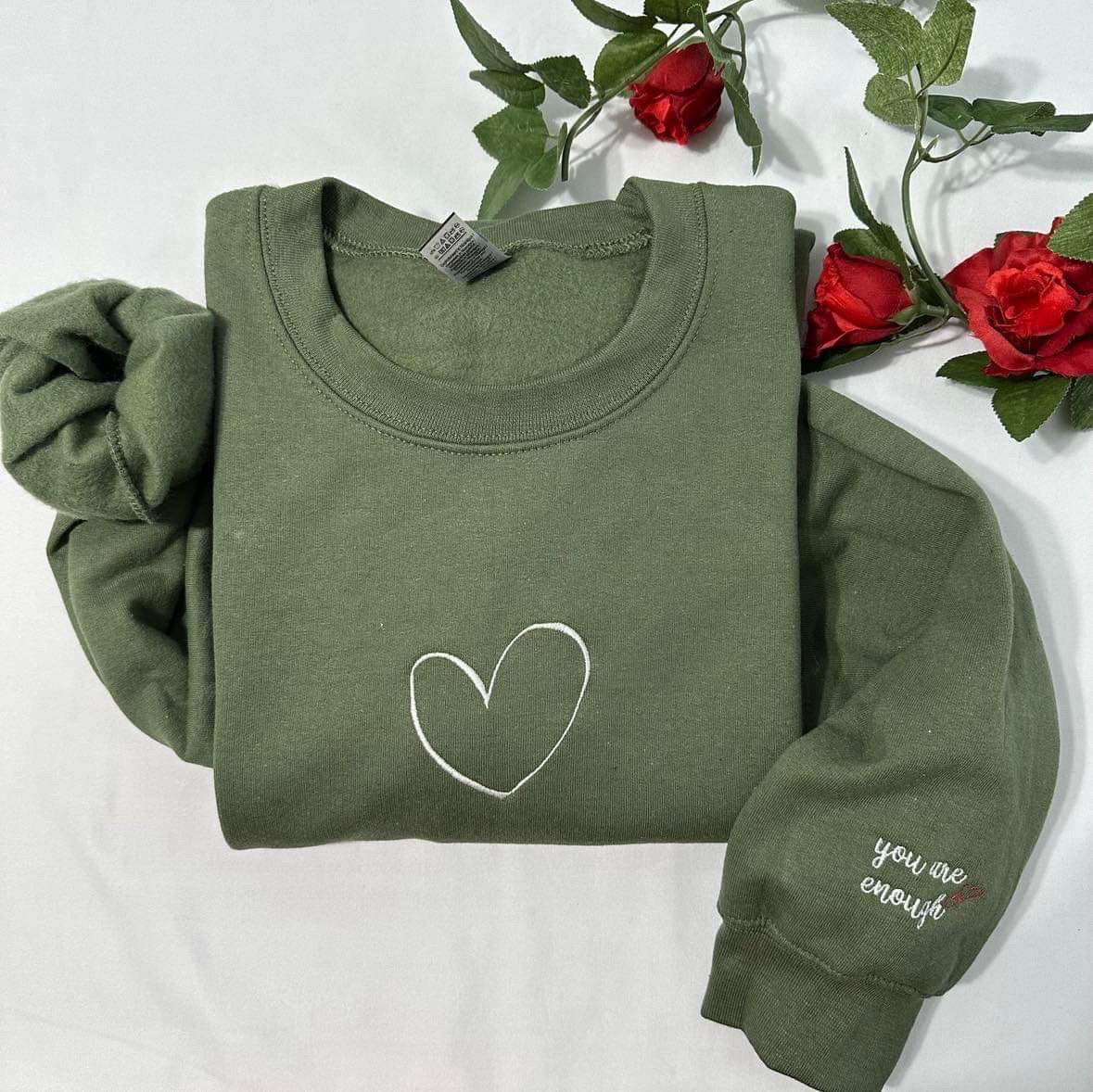 You Are Enough Embroidered Sweatshirt: Minimalist Inspirational Gift